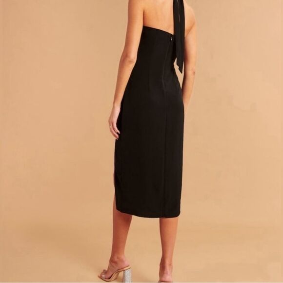 Abercrombie and fitch knot front halter midi dress black - Picture 2 of 5